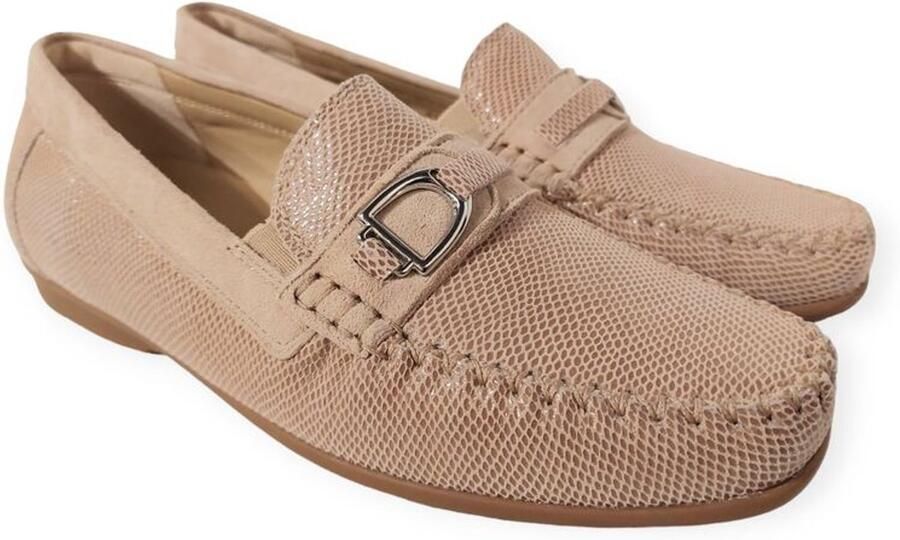 Sioux Instapper Cortizia-723-H Avola Zand Reptielprint Suède Verwisselbaar Voetbed Wijdte H