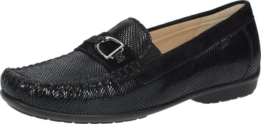 Sioux Instapper Cortizia-723-H Zwart Reptielprint Suède Verwisselbaar Voetbed Wijdte H