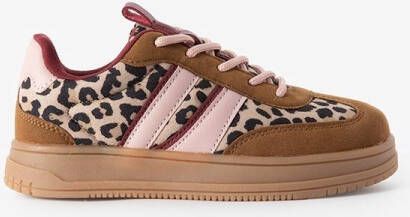 Sissy-Boy Bruine leopard sneakers met strepen
