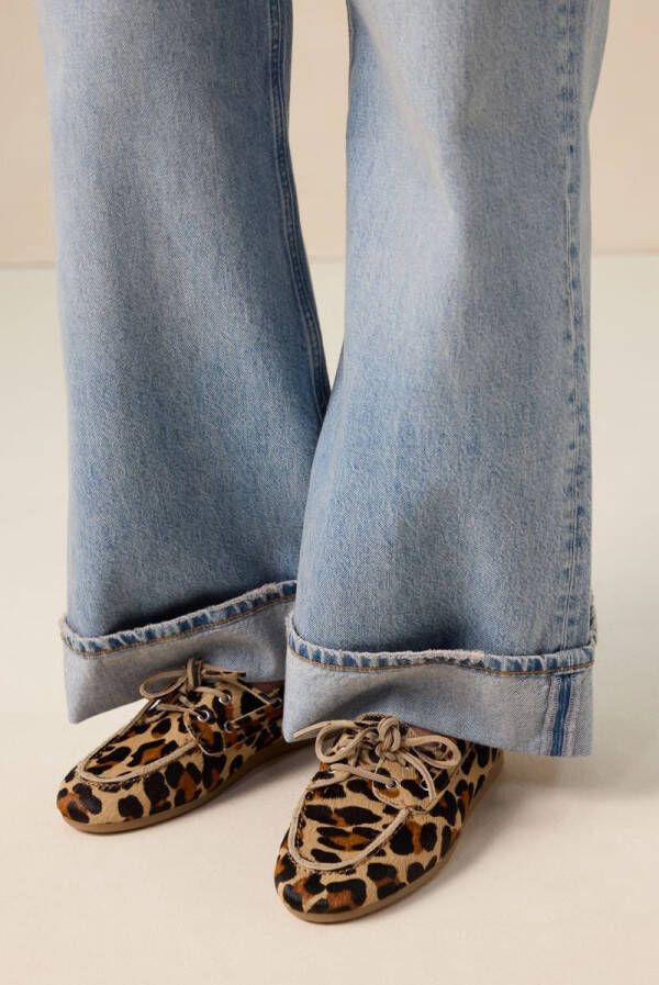 Sissy-Boy Bruine suède bootschoenen met leopard print