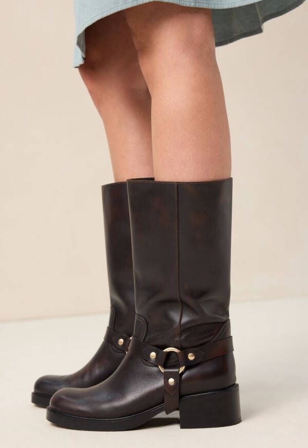 Sissy-Boy Donkerbruine biker boots met gesp