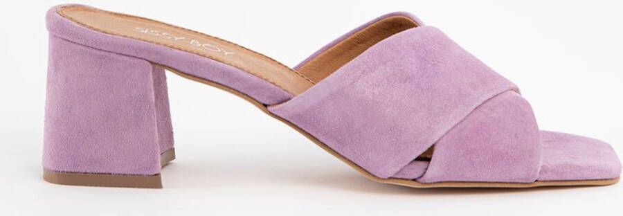 Sissy- Paarse suède sandalen met hak