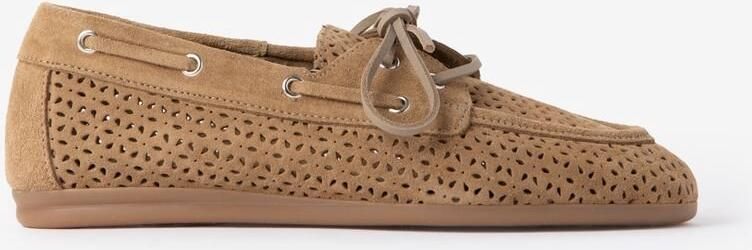 Sissy-Boy Beige opengewerkte suéde bootschoenen