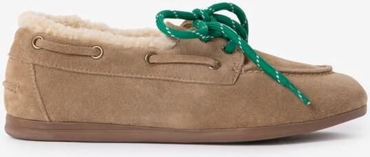 Sissy-Boy Beige suéde bootschoen met wol