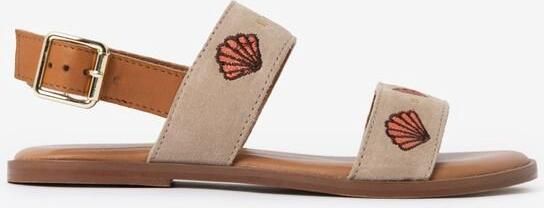 Sissy-Boy Beige suéde sandalen met embroidery