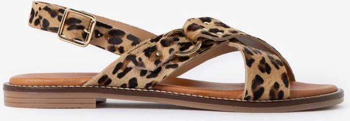 Sissy-Boy Lichtbruine leren leopard sandalen