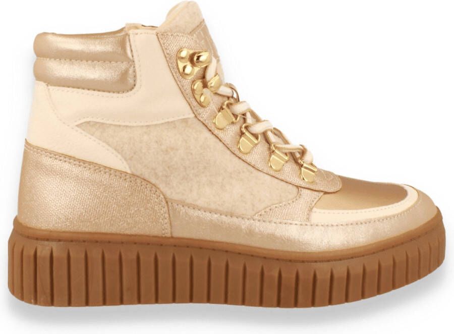 SJ LIFESTYLE Dames Sneaker Hoog Beige ROSEGOLD