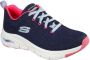 Skechers Arch Fit-Comfy Wave Dames Sneakers Navy Hot Pink - Thumbnail 1