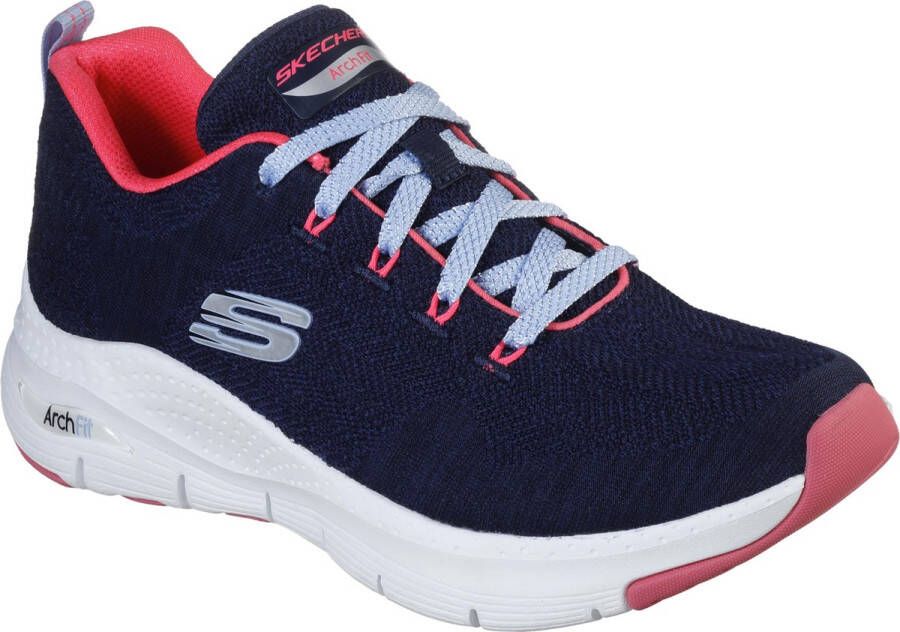 Skechers Arch Fit-Comfy Wave Dames Sneakers Navy Hot Pink