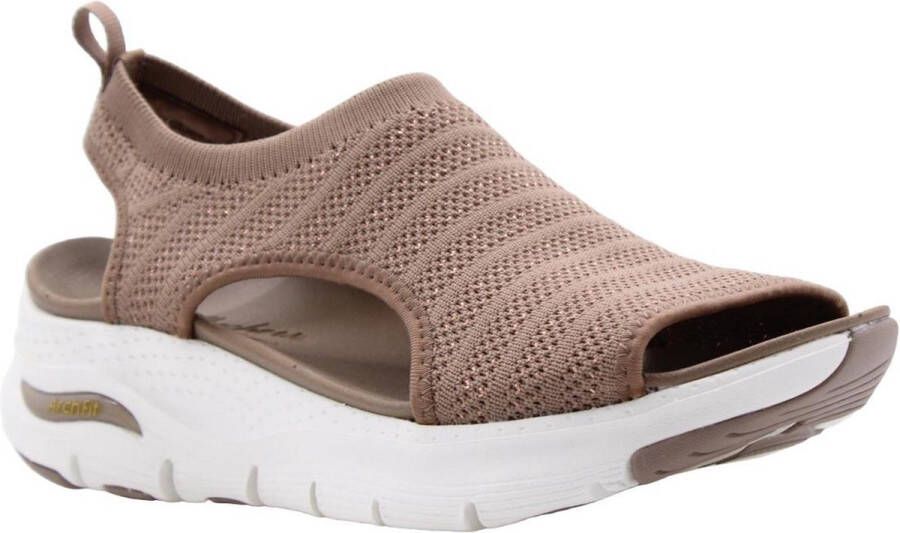 Skechers Stijlvolle Platte Sandalen voor Vrouwen Brown Dames