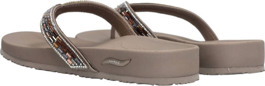 Skechers Arch Fit Meditation Glam Gal VEGAN Slipper Dames Taupe