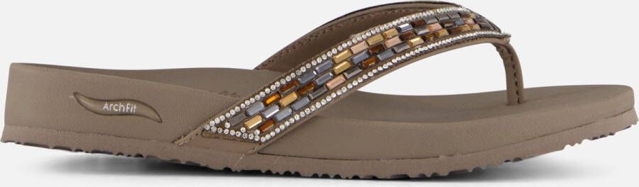 Skechers Arch Fit Meditation Glam Gal VEGAN Slipper Taupe
