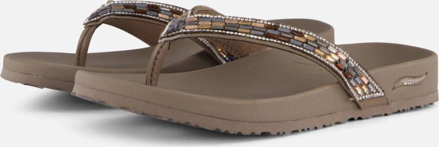 Skechers Arch Fit Meditation Glam Gal VEGAN Slipper Taupe
