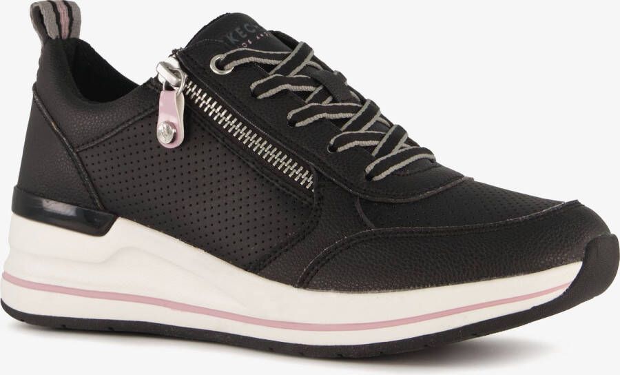 Skechers art 177335 BLK zwart met veter en rits en sleehak