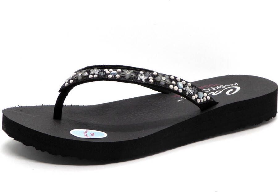 Skechers Teenslippers MEDITATION-DANCING DAISY met gegarneerde riempjes