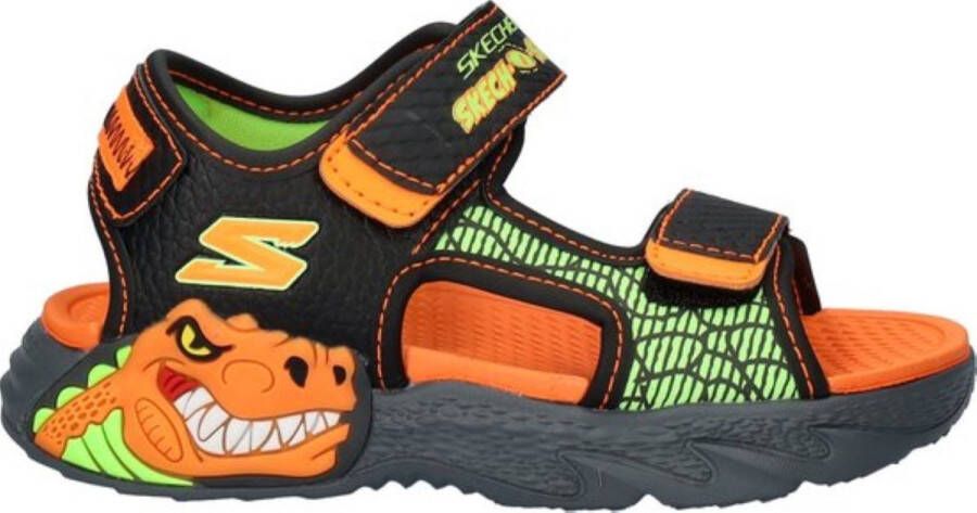 Skechers Creature-Splash Jongens Sneakers Zwart Oranje