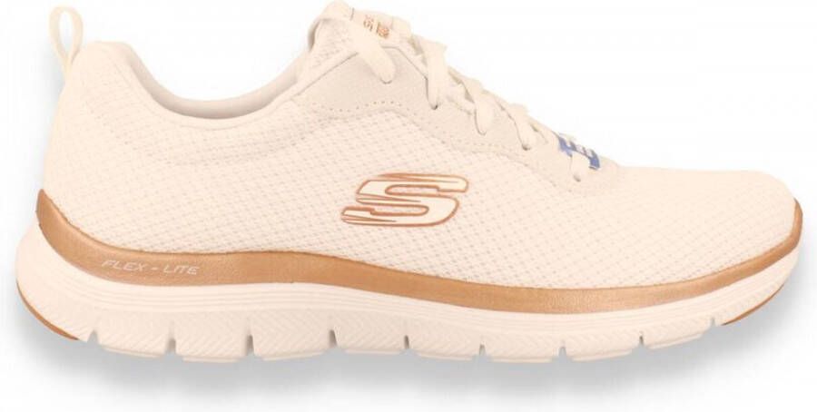 Skechers flex appeal 4.0 hardloopschoenen wit goud dames