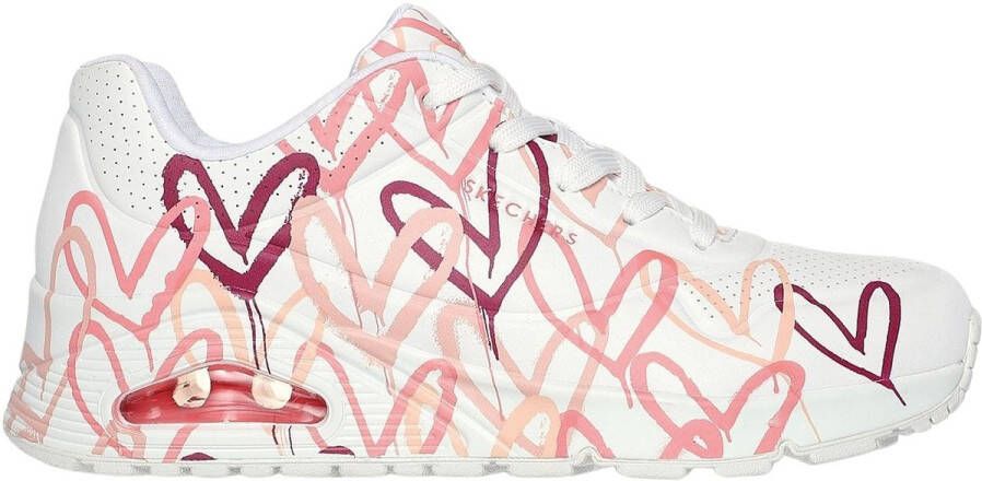 Skechers Sneakers met sleehak UNO-SPREAD THE LOVE Vrijetijdsschoen lage schoen veterschoen met coole graffiti-print