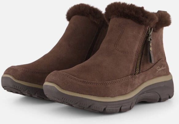 Skechers Relaxed Fit: Easy Going Cool Zip! Enkellaarsjes Plat Donkerbruin