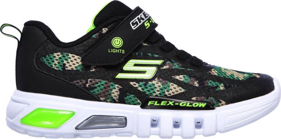 Skechers Flex Glow Rondler Jongens Sneakers Groen Multi Zwart