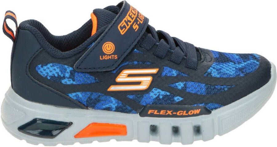 Skechers Flex-Glow Rondler Jongens Sneakers Navy Orange
