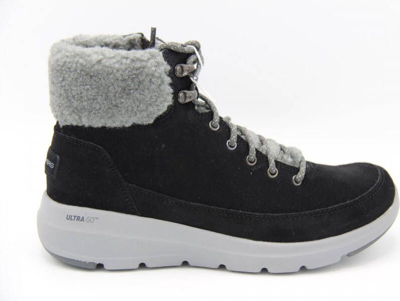 Skechers Glacial Ultra Woodlands zwart grijs winterlaarzen dames (16677 BKGY)