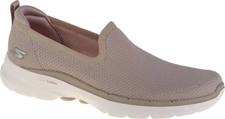 Skechers Go Walk 6 Clear Virtue 124505-NAT Vrouwen Beige Sneakers Sportschoenen