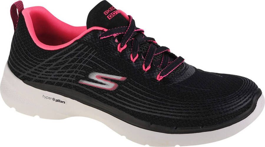 Skechers Go Walk 6 Stunning Glow 124554-BKHP Vrouwen Zwart Sneakers Sportschoenen