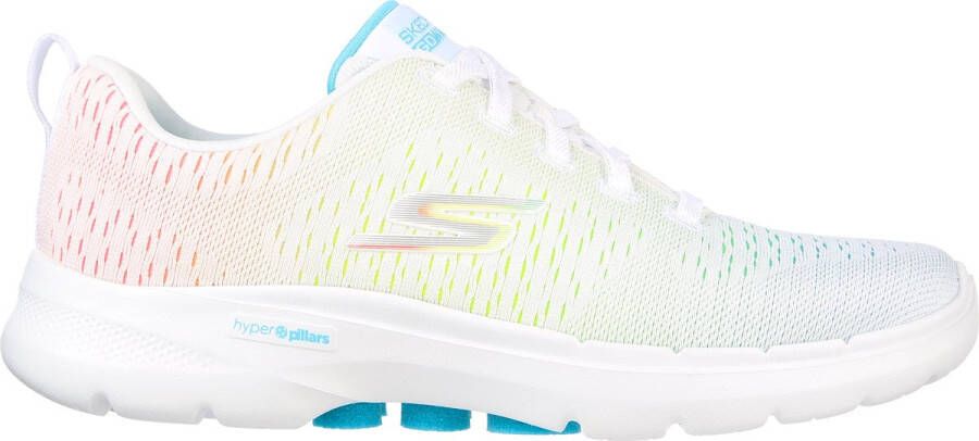 Skechers Go Walk 6 Vibrant Energy 124520-WMLT Vrouwen Wit Sneakers Sportschoenen