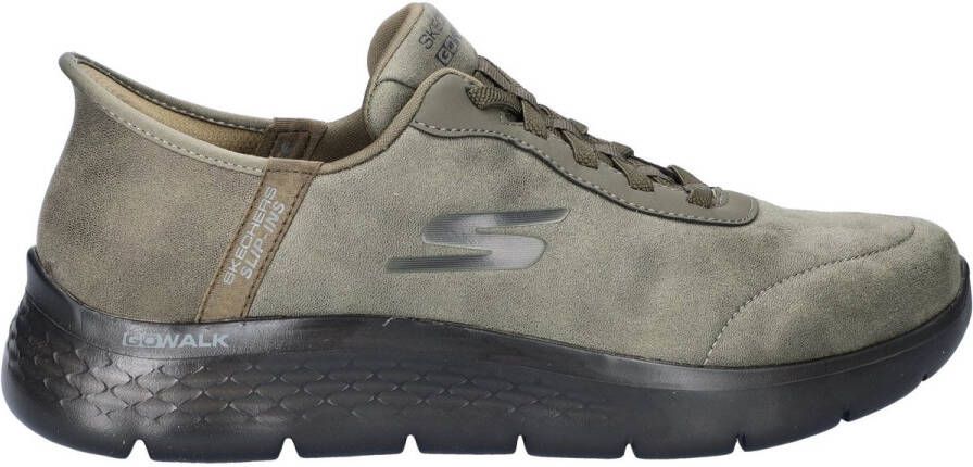 Skechers Go Walk Flex Hands Free Slip-In heren sneaker Kaki