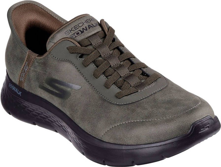 Skechers Go Walk Flex Hands Free Slip-In heren sneaker Kaki