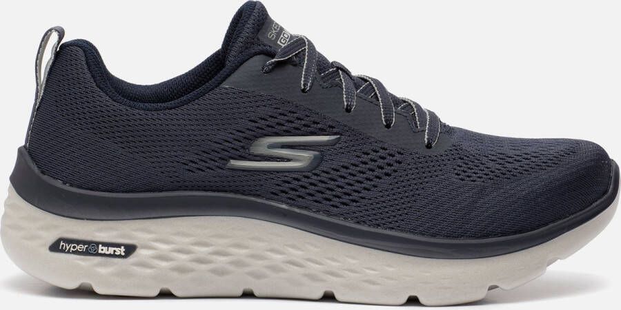 Skechers Zwarte Mesh Wandelschoenen met Elastische Veters Black Heren