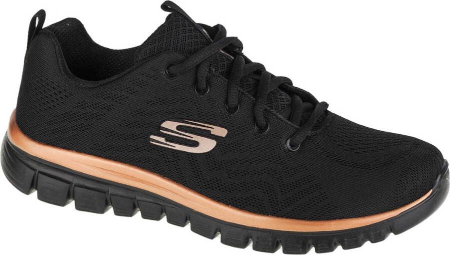 Skechers Graceful-Get Connected 12615-BKRG Vrouwen Zwart Sneakers Sportschoenen