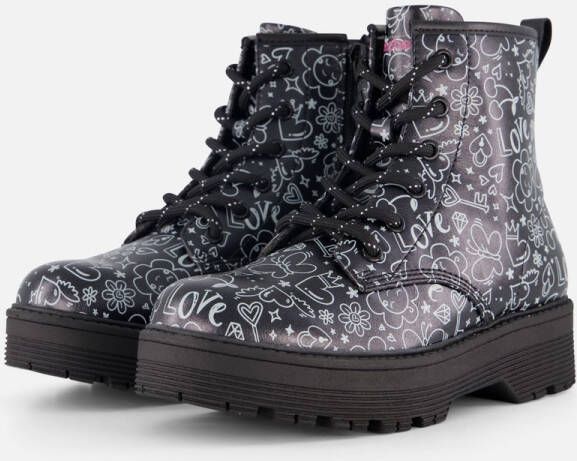 Skechers Gravlen Hi Doodle Down Veterboots zwart Kinderschoenen