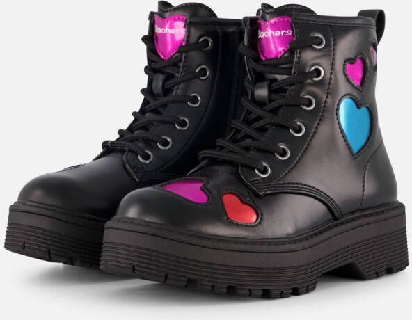 Skechers Gravlen Hi Metallic Heart Meisjes Laarzen Zwart