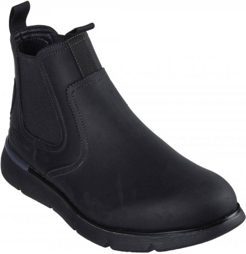 Skechers Heren Leder Chelsea Boots Augustino Paulo Herfst Zwart