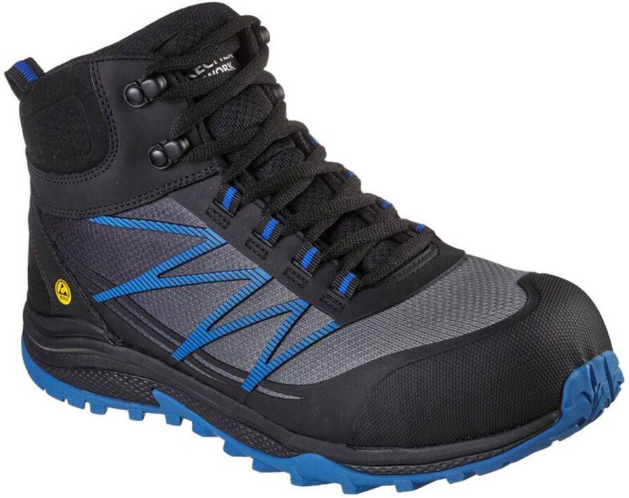 Skechers Lace up sneaker Boot with Composite safety Toe Black Blue