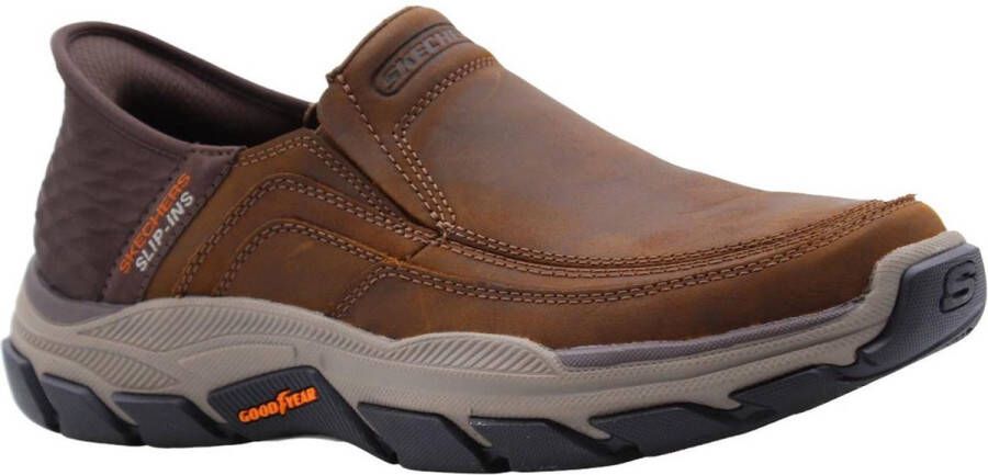 Skechers Bruin Leren Textiel Instapper met Comfortabel Voetbed Brown Heren - Foto 5