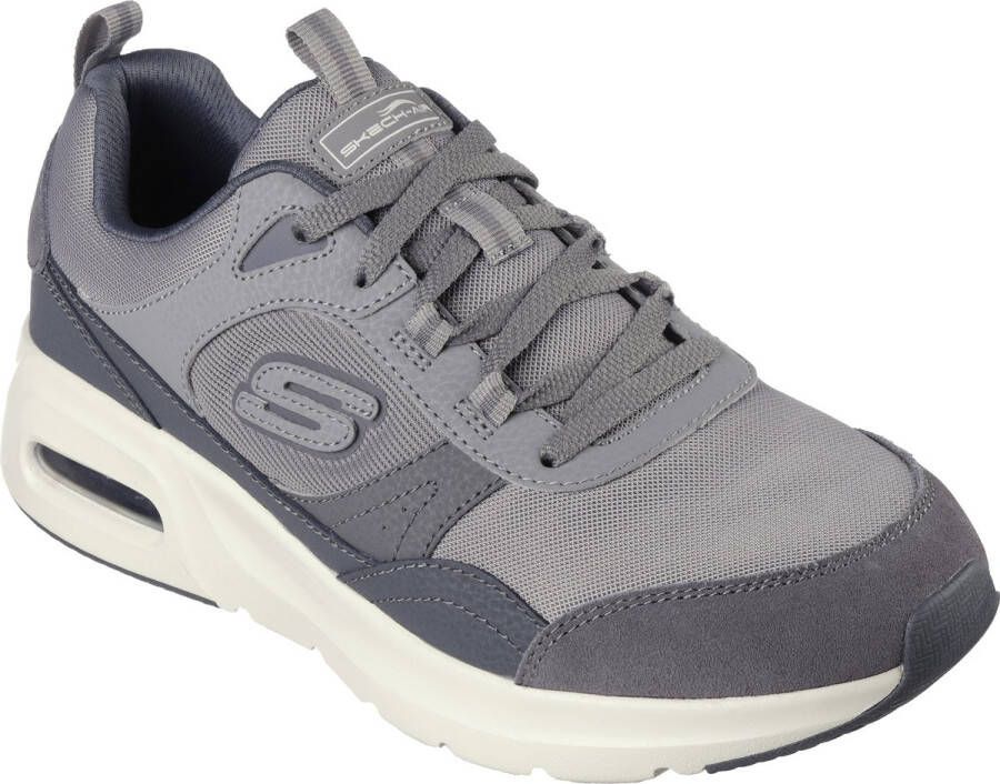 Skechers Grijze Leren Court Sneaker met AirCooled Memory Foam Gray Heren