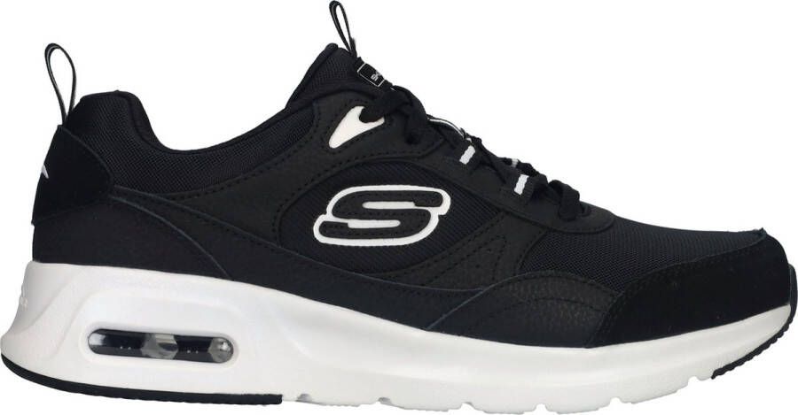 Skechers Sportieve Heren Zwarte Leren Sneaker met AirCushioned Zool Zwart Heren