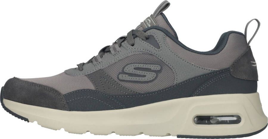 Skechers Grijze Leren Court Sneaker met AirCooled Memory Foam Gray Heren