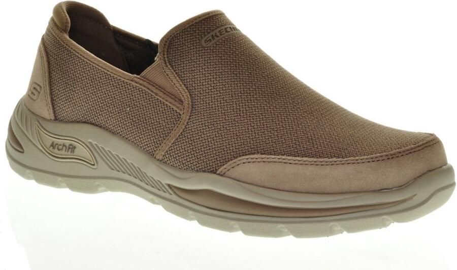 Skechers Arch Fit Licht Bruine Mocassin Heren
