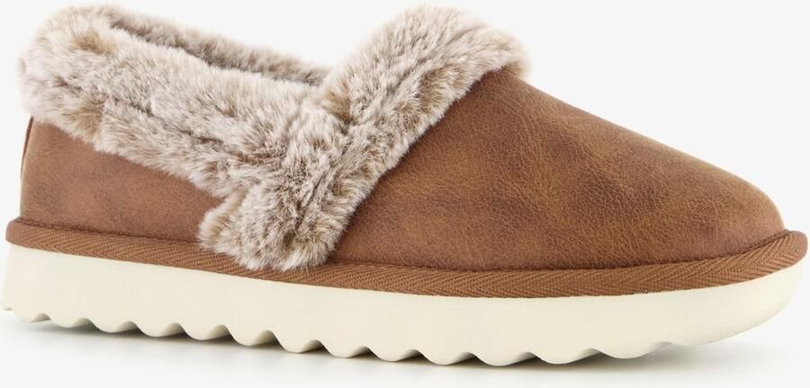 Skechers Cozy Up gevoerde dames pantoffels cognac Extra comfort Memory Foam