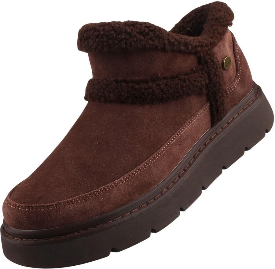 Skechers dames leren enkellaarzen bruin Keepsakes Lite Winter Snug 114895 Choc