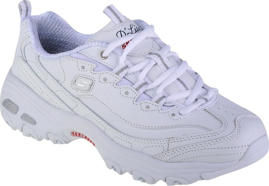 Skechers D'Lites Vrouwensneakers Wit Roze Comfortabele Retro Sportstijl Iconische Modetrend