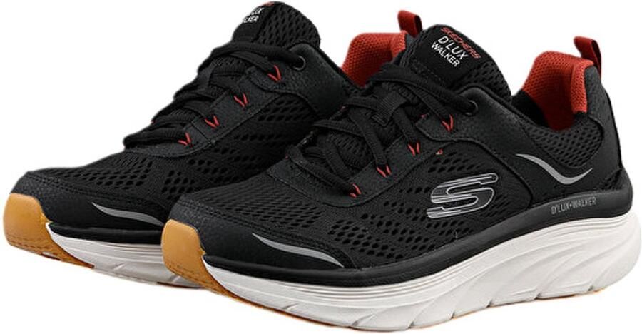 Skechers D'LUX Walker Heren Sneakers Zwart Rood