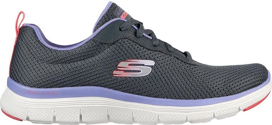Skechers Flex Appeal 4.0 Sneakers Charcoal Mesh Lavender Trim Dames - Foto 3