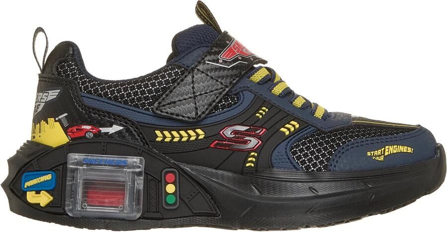 Skechers GARAGE Jongens Veterschoenen Zwart Donkerblauw Geel Rood
