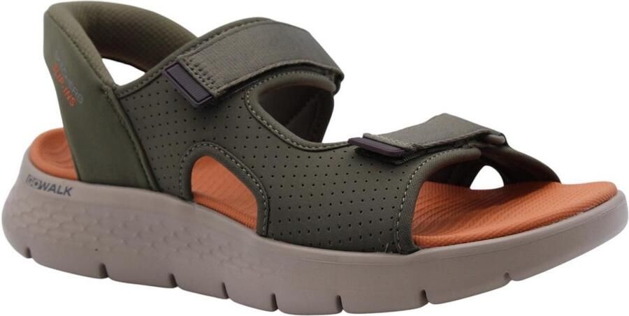 Skechers Slip-ins Go Walk Flex Zandal-Easy Entr Heren Sandalen Olijfgroen