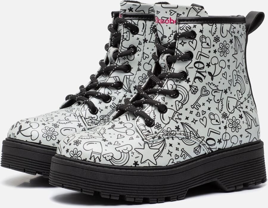 Skechers Gravlen Hi Doodle Down Meisjes Laarzen Zilver - Foto 2